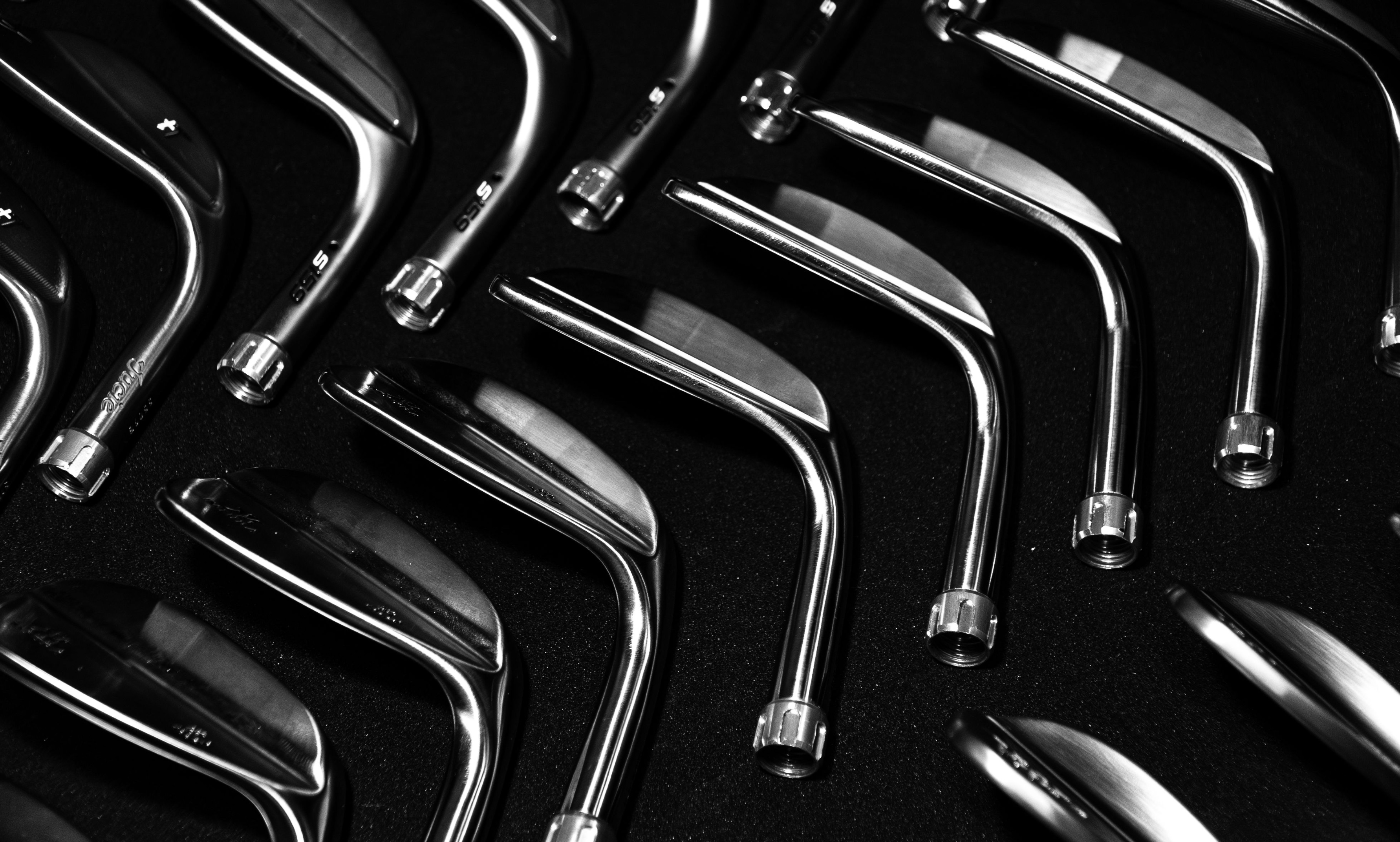 Iron heads arranged at The Golf Station